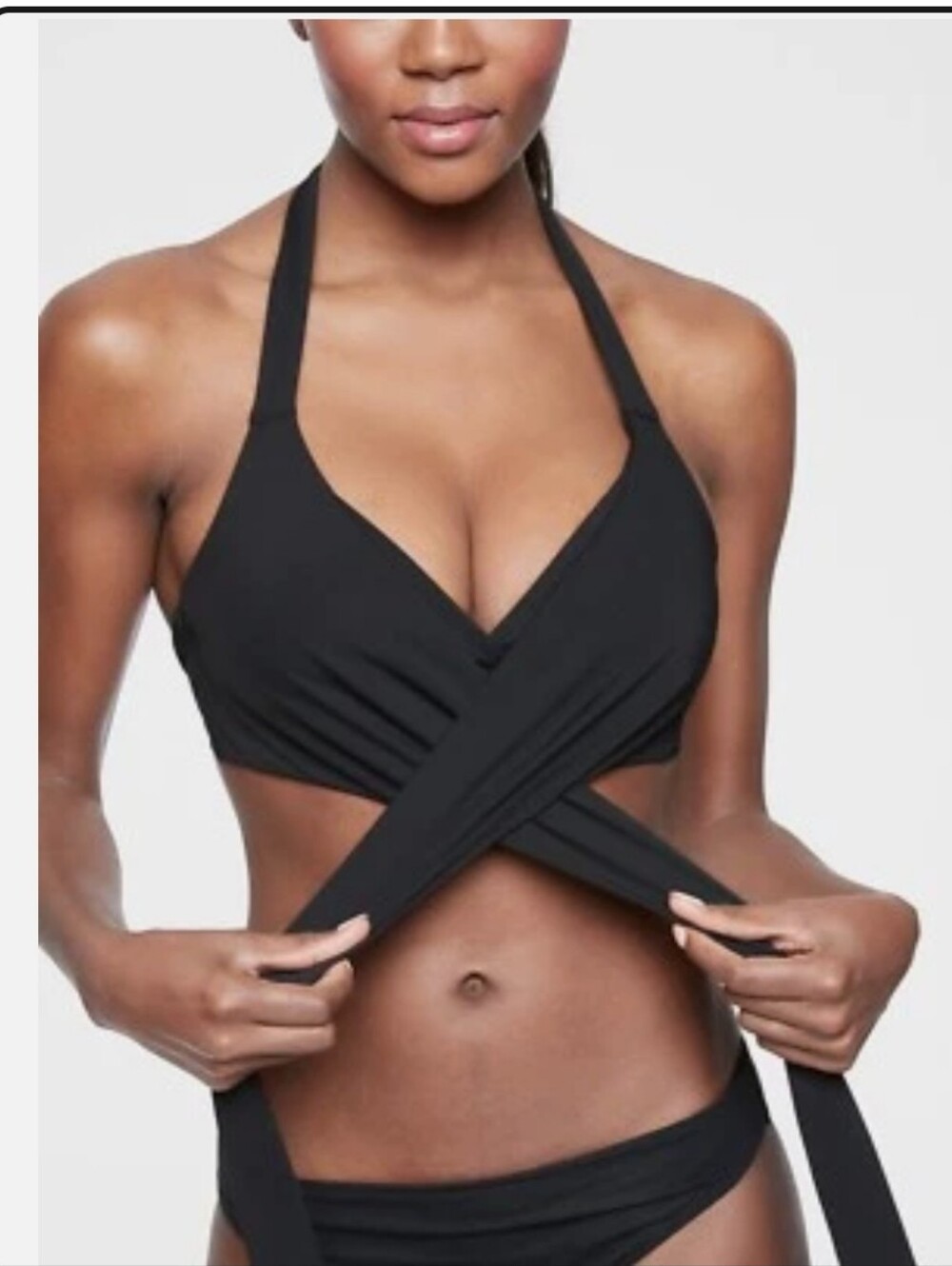 Athleta Bra Cup Black Halter Bikini Top - Women Swim